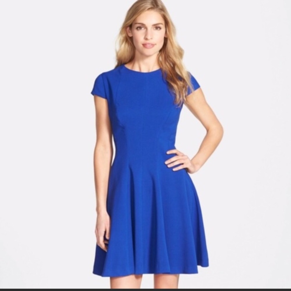 Eliza J fit and flare dress cobalt blue EUC